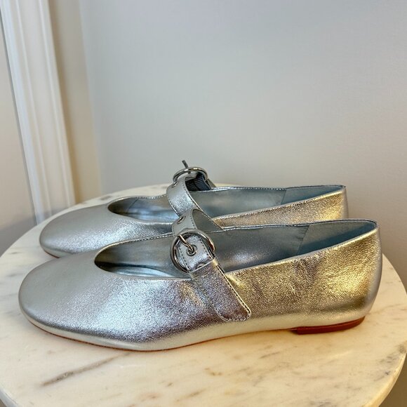REFORMATION Bethany Ballet Flat in Silver Size US 9 - Picture 7 of 11